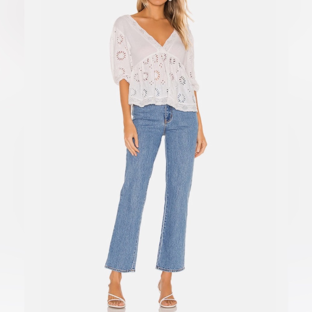 Free People Sweeter Side Eyelet Embroidered Blouse in White NWT - Picture 6 of 11